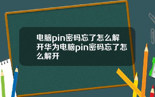 电脑pin密码忘了怎么解开华为电脑pin密码忘了怎么解开