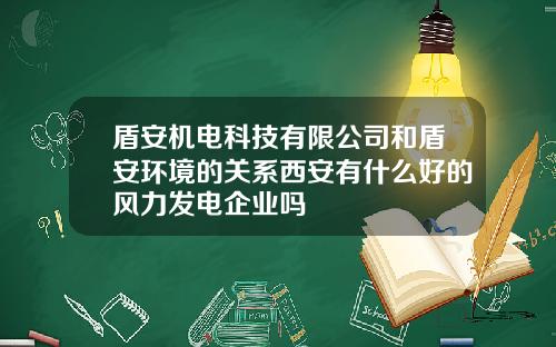 盾安机电科技有限公司和盾安环境的关系西安有什么好的风力发电企业吗