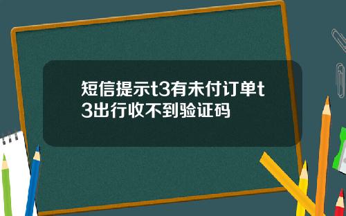 短信提示t3有未付订单t3出行收不到验证码