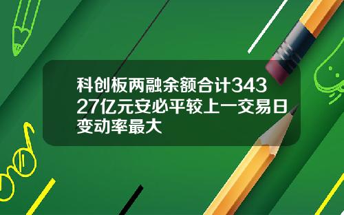 科创板两融余额合计34327亿元安必平较上一交易日变动率最大