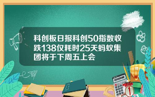 科创板日报科创50指数收跌138仅耗时25天蚂蚁集团将于下周五上会