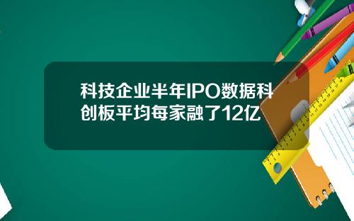 科技企业半年IPO数据科创板平均每家融了12亿