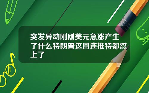 突发异动刚刚美元急涨产生了什么特朗普这回连推特都怼上了