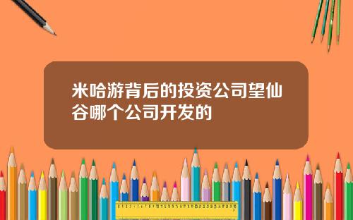 米哈游背后的投资公司望仙谷哪个公司开发的