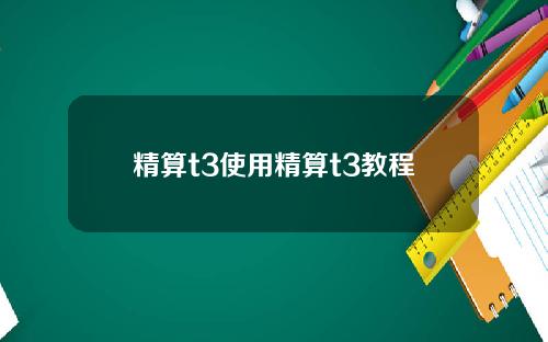 精算t3使用精算t3教程