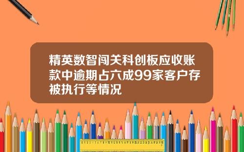 精英数智闯关科创板应收账款中逾期占六成99家客户存被执行等情况