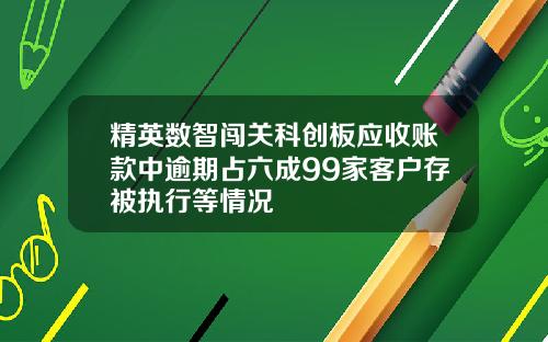 精英数智闯关科创板应收账款中逾期占六成99家客户存被执行等情况