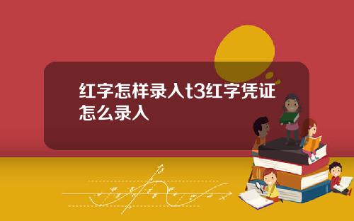 红字怎样录入t3红字凭证怎么录入