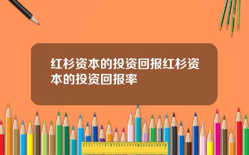 红杉资本的投资回报红杉资本的投资回报率