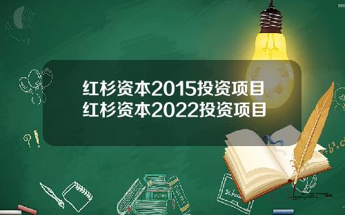 红杉资本2015投资项目红杉资本2022投资项目
