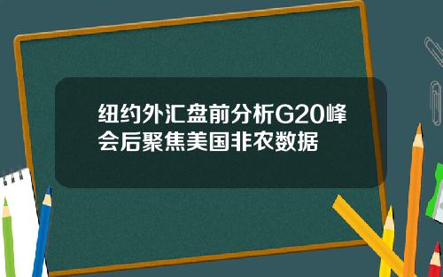 纽约外汇盘前分析G20峰会后聚焦美国非农数据