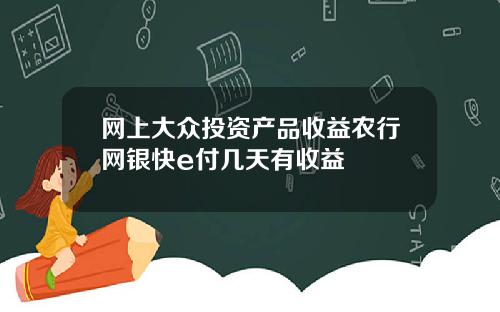 网上大众投资产品收益农行网银快e付几天有收益