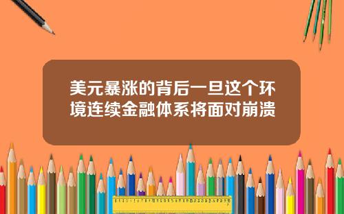 美元暴涨的背后一旦这个环境连续金融体系将面对崩溃