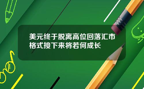 美元终于脱离高位回落汇市格式接下来将若何成长