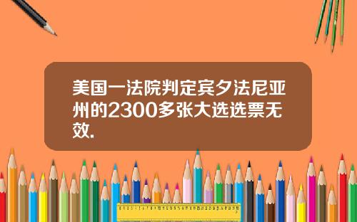 美国一法院判定宾夕法尼亚州的2300多张大选选票无效.