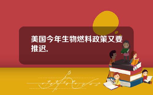 美国今年生物燃料政策又要推迟.