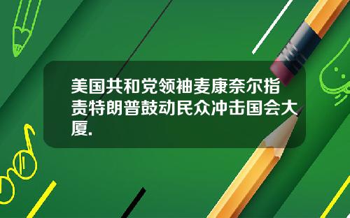 美国共和党领袖麦康奈尔指责特朗普鼓动民众冲击国会大厦.