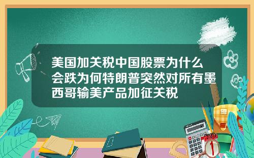 美国加关税中国股票为什么会跌为何特朗普突然对所有墨西哥输美产品加征关税