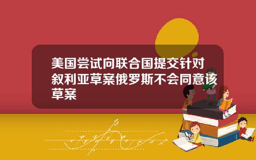 美国尝试向联合国提交针对叙利亚草案俄罗斯不会同意该草案