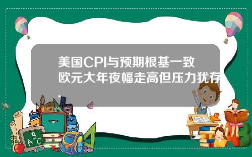 美国CPI与预期根基一致欧元大年夜幅走高但压力犹存.