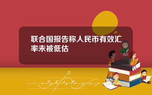 联合国报告称人民币有效汇率未被低估