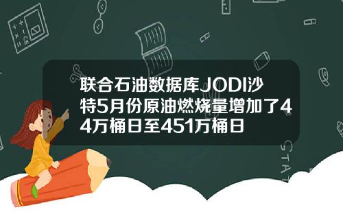 联合石油数据库JODI沙特5月份原油燃烧量增加了44万桶日至451万桶日