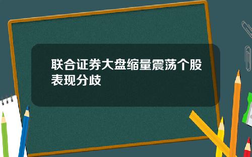 联合证券大盘缩量震荡个股表现分歧