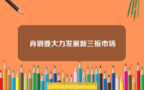 肖钢要大力发展新三板市场