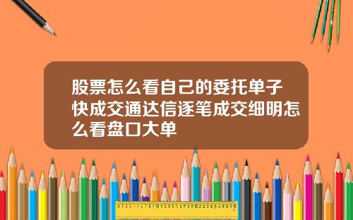股票怎么看自己的委托单子快成交通达信逐笔成交细明怎么看盘口大单
