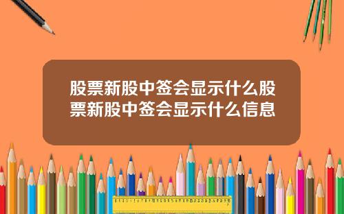股票新股中签会显示什么股票新股中签会显示什么信息