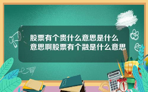 股票有个贵什么意思是什么意思啊股票有个融是什么意思