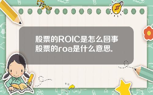 股票的ROIC是怎么回事股票的roa是什么意思.