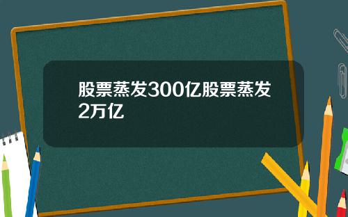 股票蒸发300亿股票蒸发2万亿