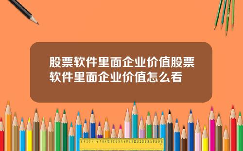 股票软件里面企业价值股票软件里面企业价值怎么看