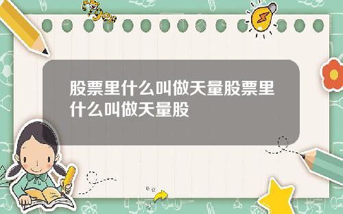 股票里什么叫做天量股票里什么叫做天量股