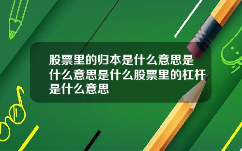 股票里的归本是什么意思是什么意思是什么股票里的杠杆是什么意思