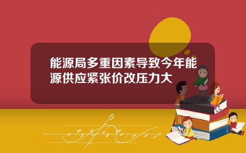 能源局多重因素导致今年能源供应紧张价改压力大