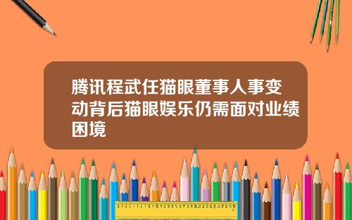 腾讯程武任猫眼董事人事变动背后猫眼娱乐仍需面对业绩困境