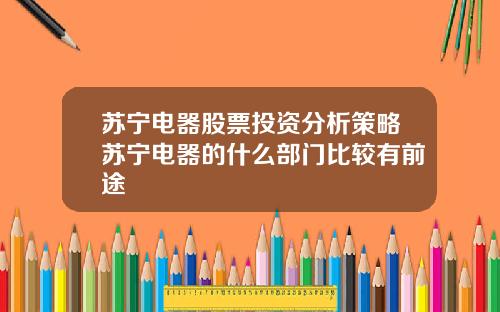苏宁电器股票投资分析策略苏宁电器的什么部门比较有前途