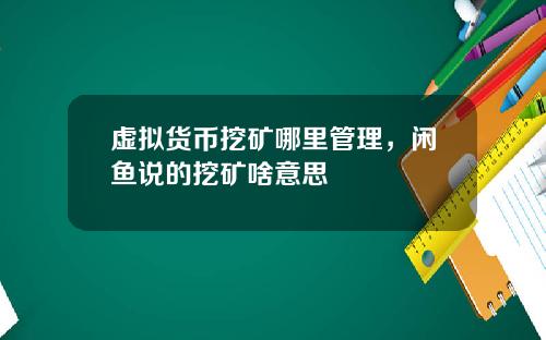 虚拟货币挖矿哪里管理,闲鱼说的挖矿啥意思