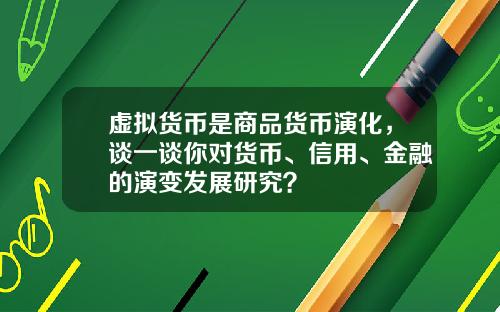 虚拟货币是商品货币演化，谈一谈你对货币、信用、金融的演变发展研究？