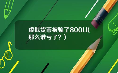 虚拟货币被骗了800U(那么谁亏了？)