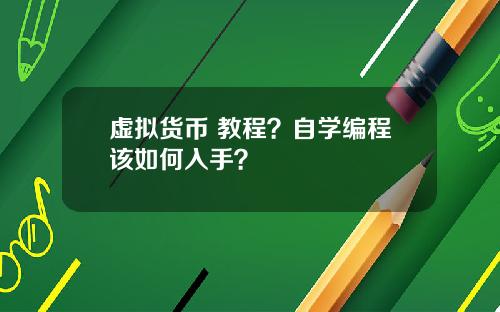 虚拟货币 教程？自学编程该如何入手？