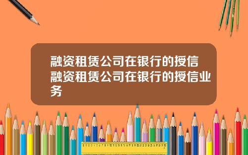 融资租赁公司在银行的授信融资租赁公司在银行的授信业务