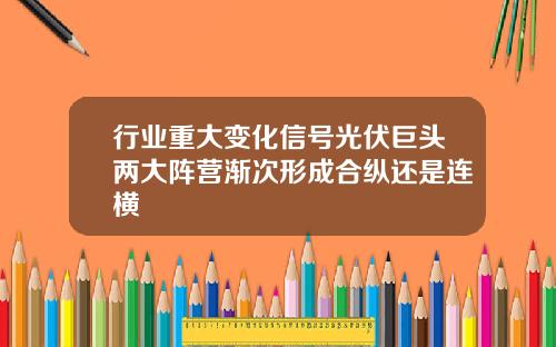 行业重大变化信号光伏巨头两大阵营渐次形成合纵还是连横