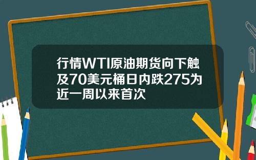 行情WTI原油期货向下触及70美元桶日内跌275为近一周以来首次