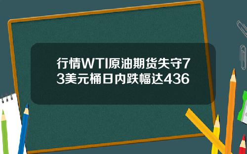 行情WTI原油期货失守73美元桶日内跌幅达436