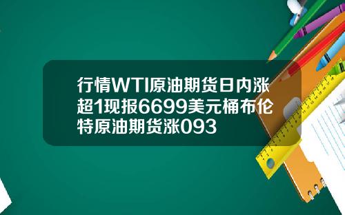 行情WTI原油期货日内涨超1现报6699美元桶布伦特原油期货涨093