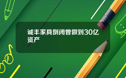 诚丰家具倒闭曾做到30亿资产