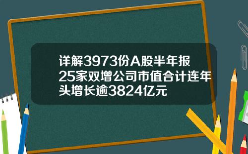 详解3973份A股半年报25家双增公司市值合计连年头增长逾3824亿元